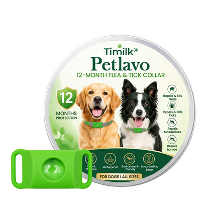 Timilk® Petlavo 12-Month Flea & Tick Collar 🐶 — Say Goodbye to Fleas & Ticks 💨, Keep Your Dog Comfortable 🌿, Long-Lasting Protection ✅