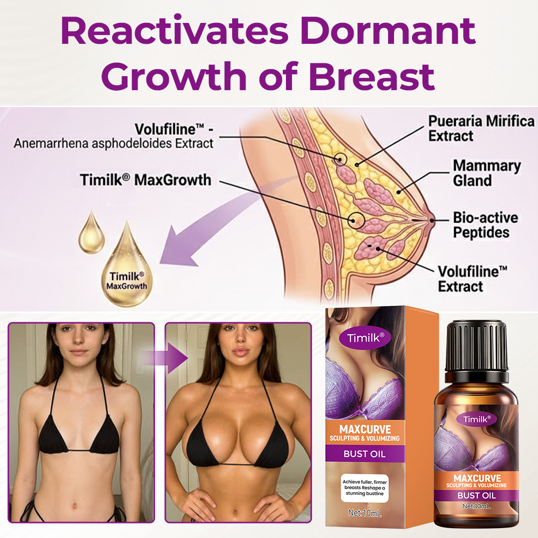 (NEW)Timilk® MaxCurve Sculpting & Volumizing Bust Oil 🌸 — Say Goodbye to Sagging & Flat Busts 💖, Get Fuller, Firmer Curves 📈, Non-Surgical ✅, Try It Now! 🔥